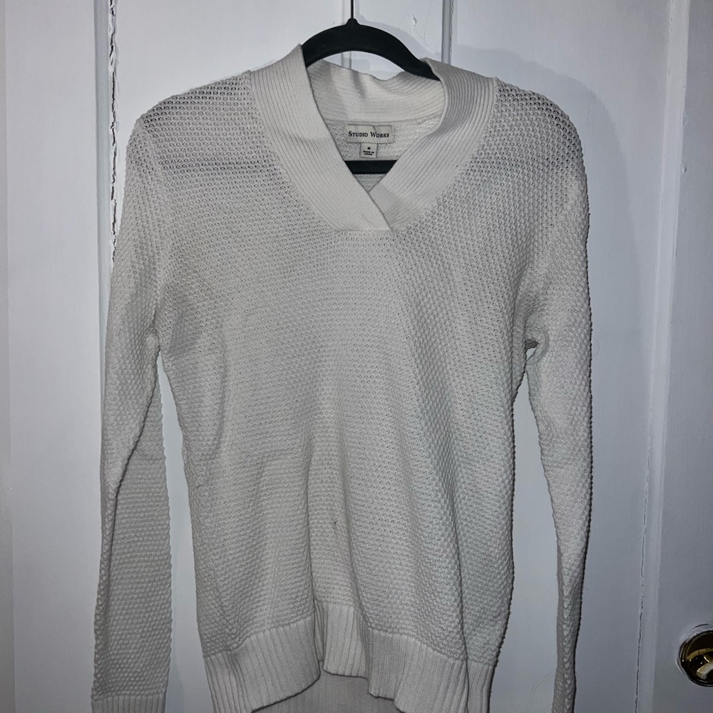 Studio Works Cream V-Neck Sweater